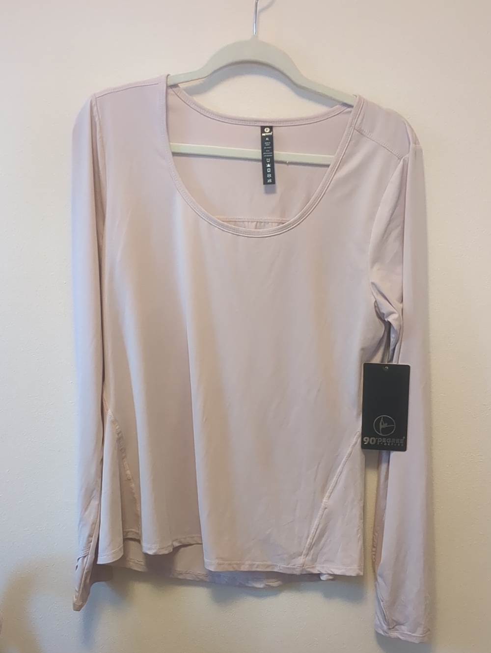 90 Degree By Reflex Pale Mauve Long Sleeve Scoop Neck Top